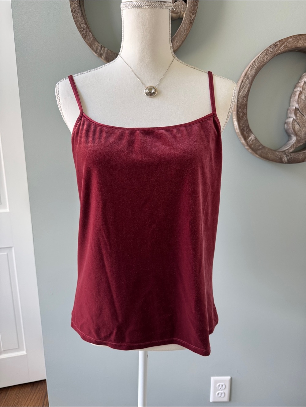 J. Jill Sleeveless Spaghetti Strap Cami in Deep Burgundy with Build in Shelf Bra
